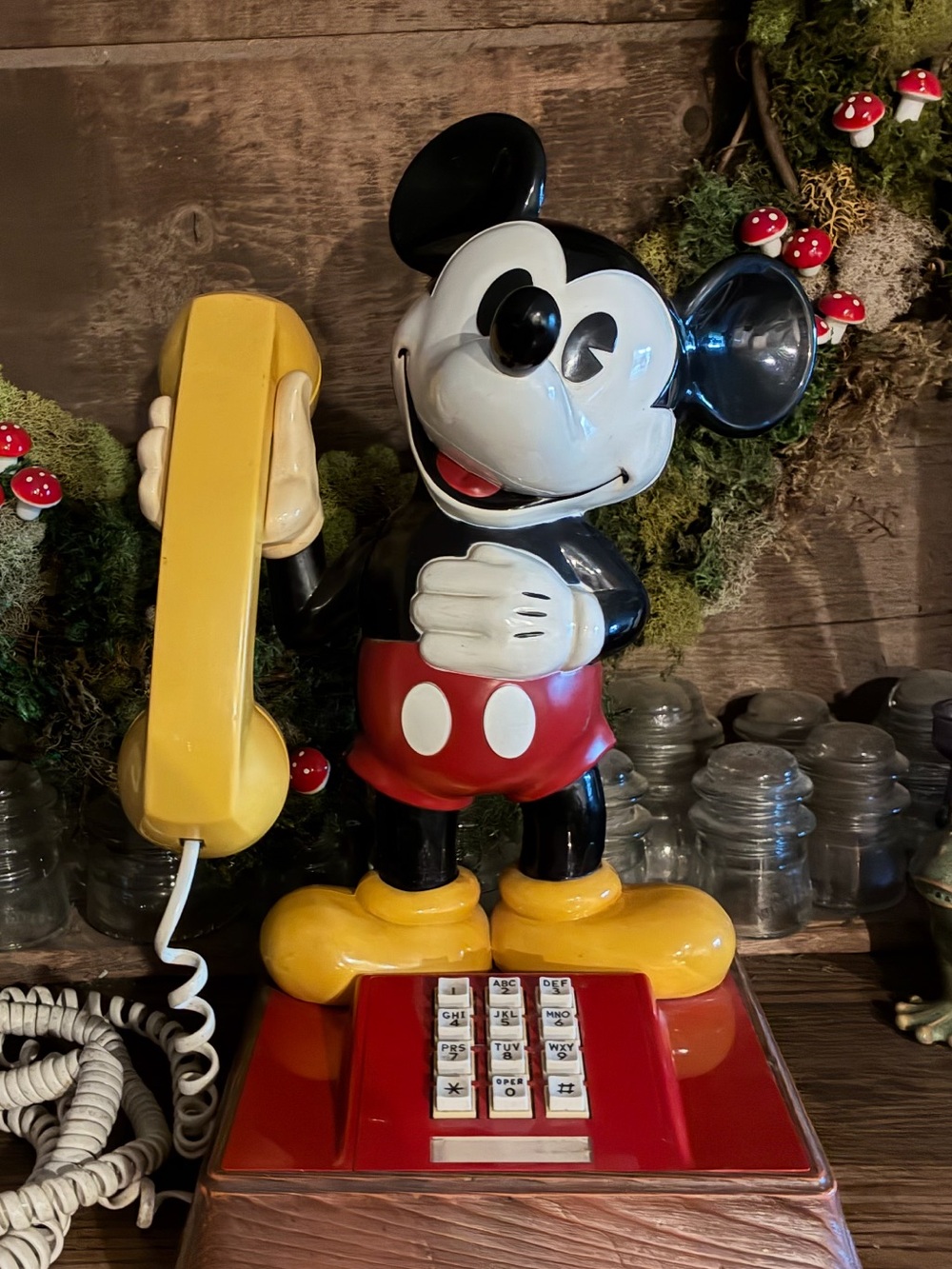 Disney Mickey Mouse Retro Phone in Black, Red, Yellow & White